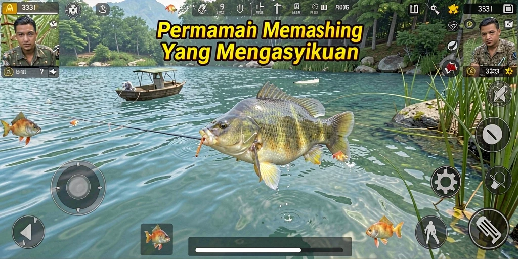 Screenshot gameplay 333I yang menunjukkan keindahan memancing.