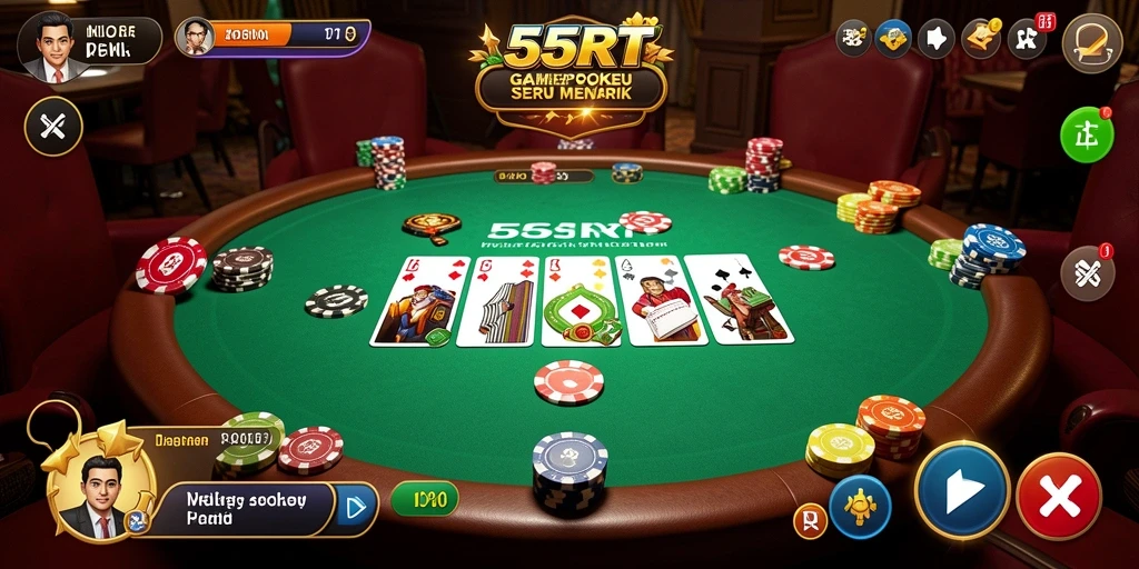 Tampilan gameplay seru dari permainan Poker di 55RT.
