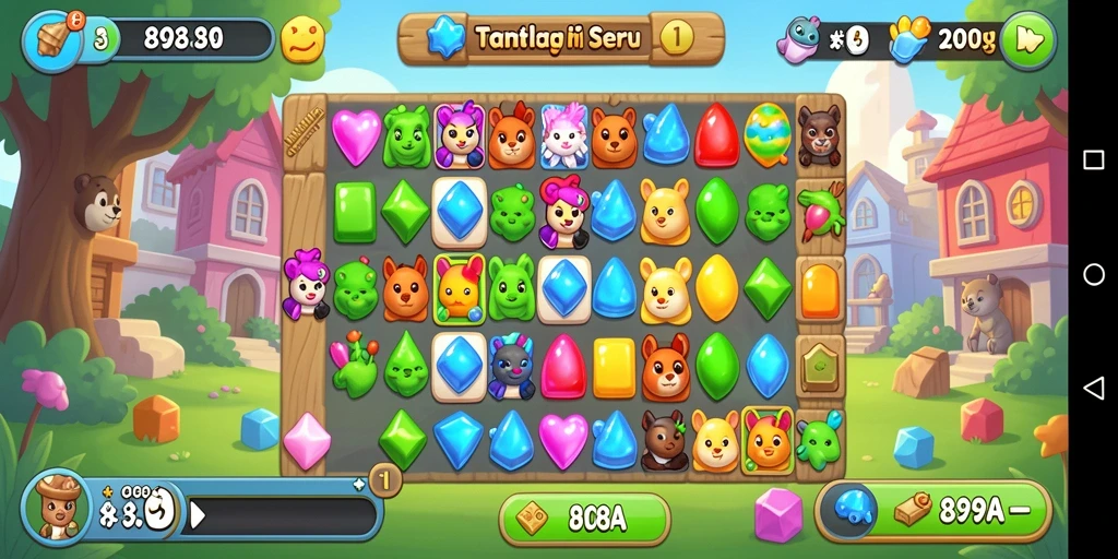 Gameplay seru dari 898A menampilkan tantangan Match-3 yang memikat.