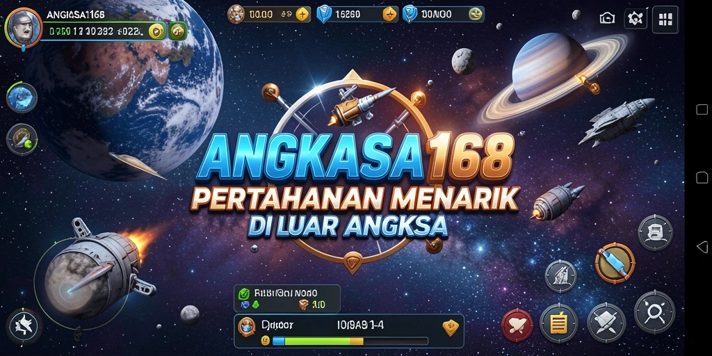 Screenshot menunjukkan pertahanan luar angkasa yang epik dalam ANGKASA168.