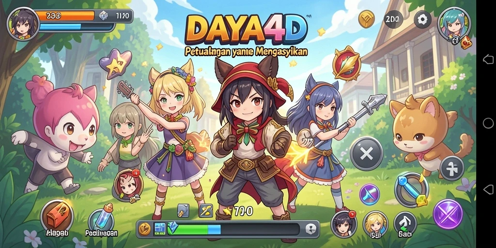 Gameplay DAYA4D menampilkan karakter anime yang ikonik dan aksi seru.