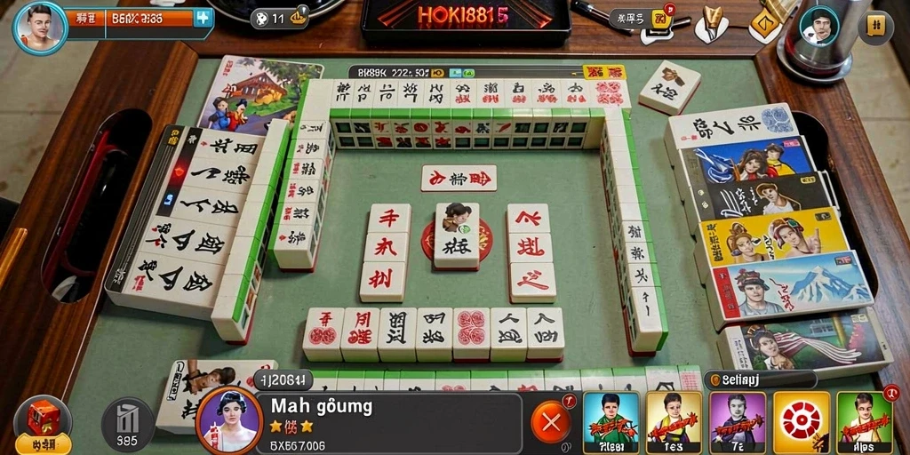 Tampilan gameplay HOKI8815 menampilkan suasana Mahjong yang menyenangkan.