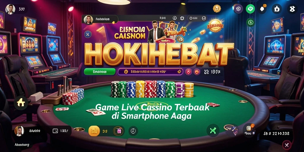 Screenshot gameplay HOKIHEBAT menampilkan dealer profesional dan suasana kasino langsung.