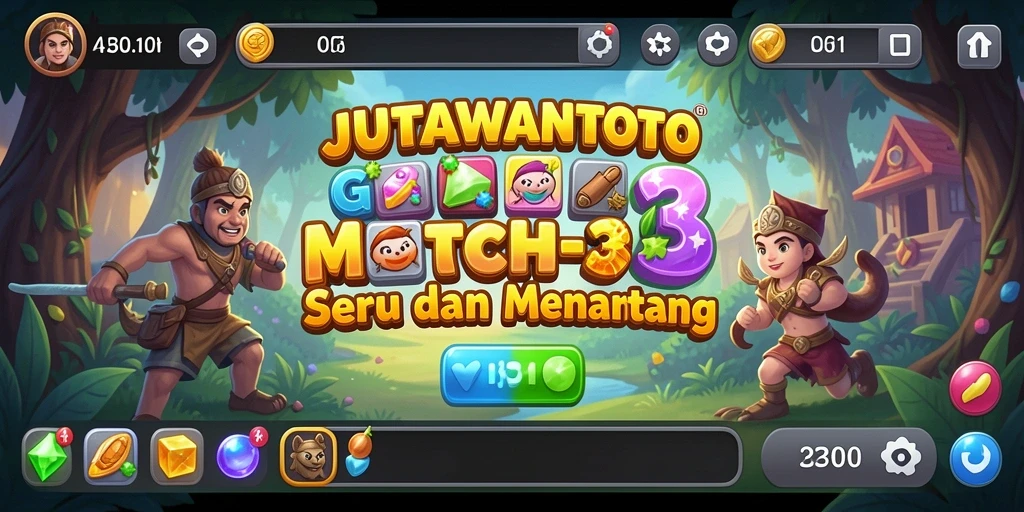 Tangkapan layar JUTAWANTOTO menampilkan gameplay Match-3 yang seru.
