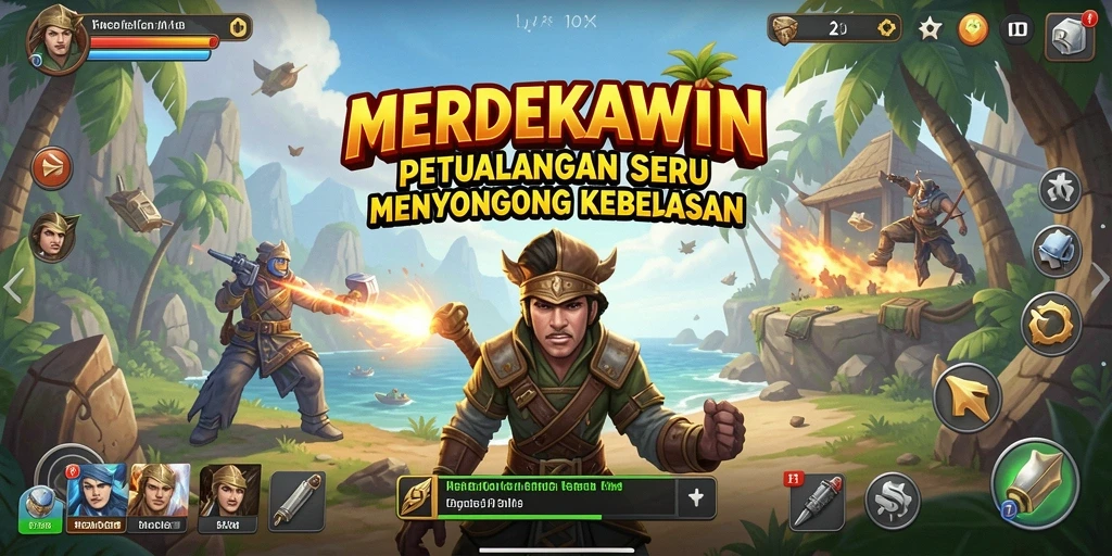 Screenshot utama dari gameplay <strong>MERDEKAWIN</strong> yang menunjukkan aksi seru dalam petualangan.