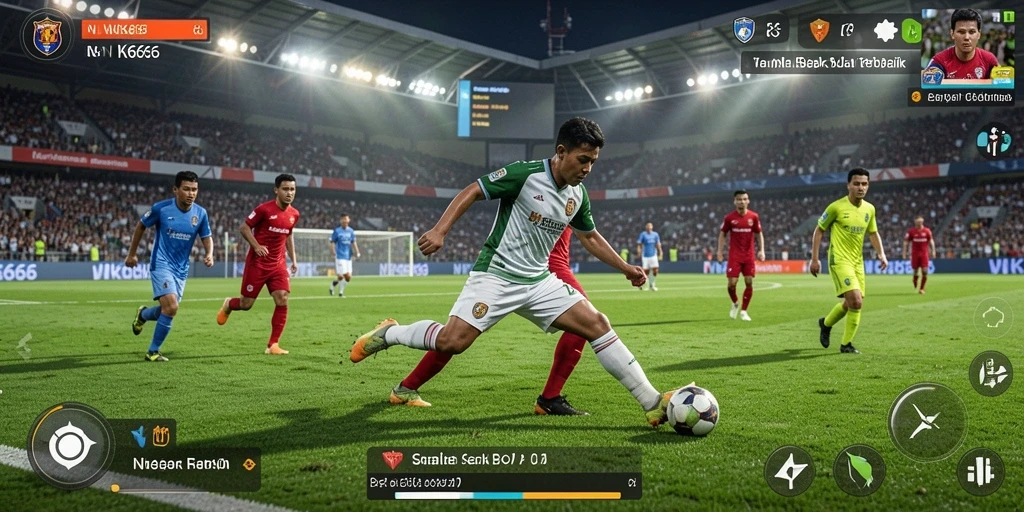 Screenshot gameplay NK666 yang menampilkan aksi di lapangan hijau.