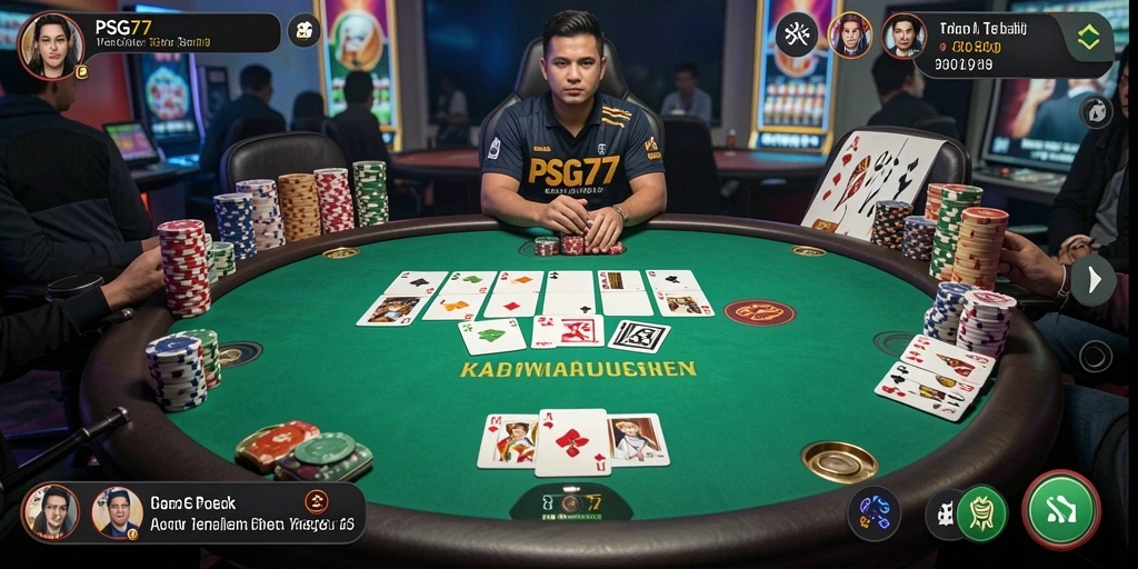 Screenshot gameplay Poker yang mendebarkan di PSG77.