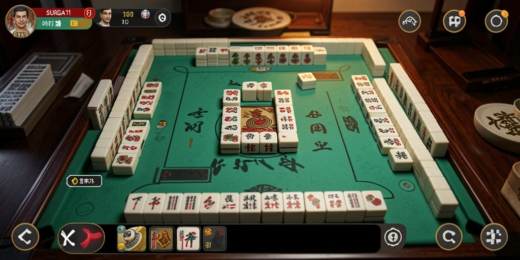 Screenshot SURGA11 menampilkan gameplay Mahjong yang menarik dan interaktif.