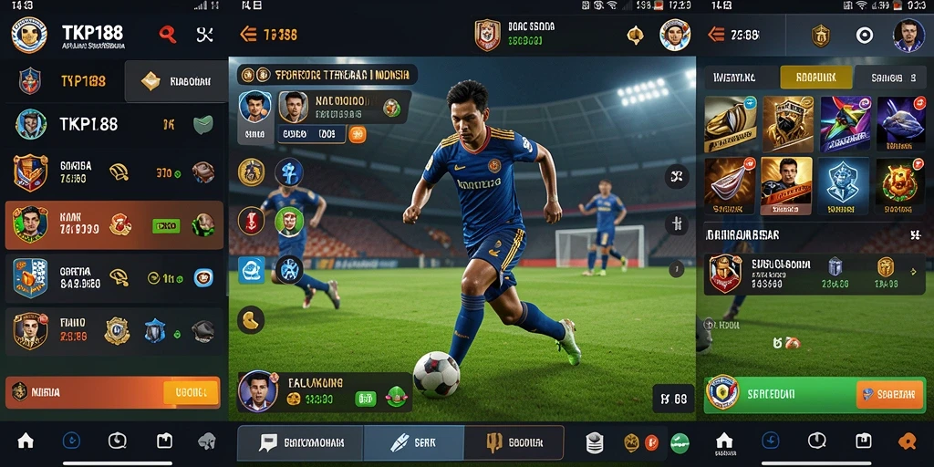 Screenshot utama TKP188 menampilkan desain antarmuka sportsbook yang menarik.